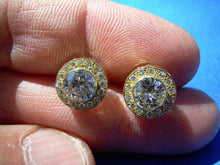 Load image into Gallery viewer, Earthmined Diamond Art Deco Bezel set Halo Studs Vintage Style Earrings 18k Gold