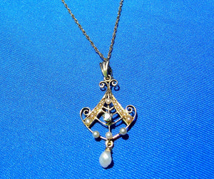 Earth mined Diamond Deco Nouveau Pendant Antique Victorian Necklaces 14k Gold