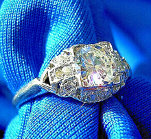 Load image into Gallery viewer, 0.79 carat Earth mined Diamond Deco Engagement Ring Antique Platinum Solitaire size 5.75