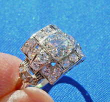 Load image into Gallery viewer, Elegant Earth mined 1.60 carat Diamond Art Deco Engagement Ring Antique Platinum Solitaire size 6.5
