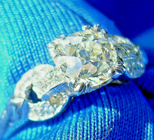 Load image into Gallery viewer, Genuine Earth mined Cushion cut Diamond Art Deco Engagement Ring Antique Platinum Setting