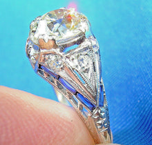 Load image into Gallery viewer, Earth mined European cut Diamond Art Deco Engagement Ring Vintage Antique Platinum Solitaire