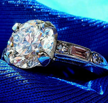 Load image into Gallery viewer, 2 carat Earth mined European cut Diamond Deco Engagement Ring Antique Platinum Solitaire