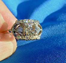 Load image into Gallery viewer, Genuine European Diamond Deco Engagement Ring Vintage Style 14k White Gold setting