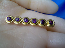 Load image into Gallery viewer, Antique Amethyst Art Deco Brooch Victorian Solid 14k Gold Bar Pin Clip