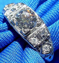 Load image into Gallery viewer, EARTH MINED European Diamond Deco Engagement Ring Antique Platinum Solitaire