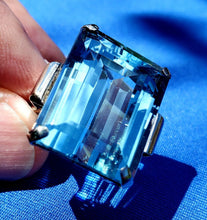 Load image into Gallery viewer, 40 carat European Design Topaz Deco Engagement Ring Vintage Cocktail Solitaire setting
