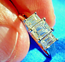 Load image into Gallery viewer, 1 carat Earth mined Emerald cut Diamond Deco Engagement Ring Vintage 3 stone Setting