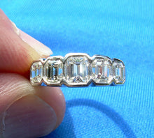 Load image into Gallery viewer, Elegant 2 carat Earth mined Diamond Deco Wedding Band Emerald Cut Platinum Engagement Ring size 5.75