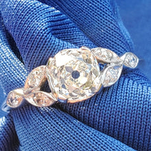 Load image into Gallery viewer, 1.33 Carat EARTH MINED Cushion Diamond Deco Engagement Ring Vintage Platinum Solitaire