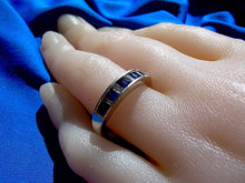 Load image into Gallery viewer, Sapphire Diamond Wedding Band Vintage Anniversary Ring 14k White Gold