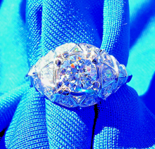 Load image into Gallery viewer, 0.88 carat Genuine Diamond Art Deco Engagement Ring Vintage Platinum Solitaire setting