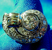Load image into Gallery viewer, 1.41 carat Natural European cut Diamond Deco Engagement Ring Unique Antique Platinum Setting