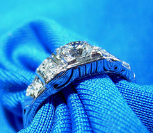Load image into Gallery viewer, EARTH MINED European Diamond Deco Engagement Ring Antique Platinum Solitaire