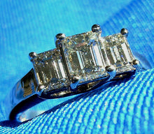 Load image into Gallery viewer, 1 carat Earth mined Emerald cut Diamond Deco Engagement Ring Vintage 3 stone Setting