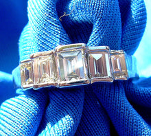 Load image into Gallery viewer, 1.50 carat Genuine Diamond Emerald cut Wedding Band Deco Anniversary Ring 14k White Gold