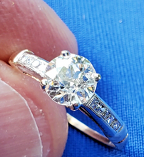 Load image into Gallery viewer, Genuine Earth mined 1 carat European cut Diamond Deco Engagement Ring Vintage Antique Solitaire setting