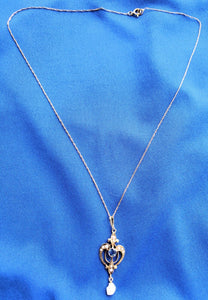 Earth mined Sapphire Art Deco Nouveau Pendant Antique Victorian Necklaces 14k Gold