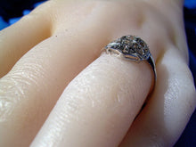 Load image into Gallery viewer, Earth mined European Diamond Deco Engagement Ring Vintage 14k White Gold Setting