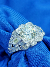 Load image into Gallery viewer, 2.06 carat Earth mined European cut Diamond Art Deco Engagement Ring Antique Platinum Solitaire