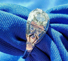 Load image into Gallery viewer, Earth mined 0.58 carat Diamond Deco Engagement Ring Antique Solitaire 14k Gold Size 6.5
