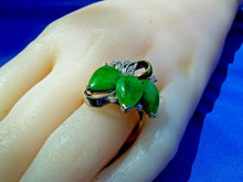 Load image into Gallery viewer, Genuine Jade and Diamond Antique Ring Unique Design Art Deco Solid 14k Gold Setting