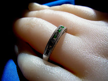 Load image into Gallery viewer, Diamond Emerald Art Deco Wedding Band 14K White Gold Filigree Design Anniversary Ring size 7