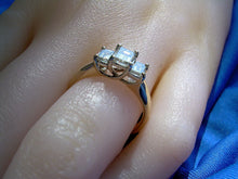 Load image into Gallery viewer, 1 carat Earth mined Emerald cut Diamond Deco Engagement Ring Vintage 3 stone Setting