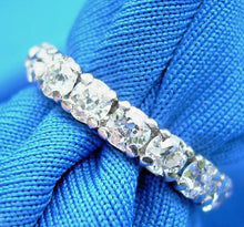 Load image into Gallery viewer, EARTH Mined European cut Diamond Art Deco Band Antique Platinum Eternity Anniversary Ring size 3.5