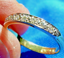 Load image into Gallery viewer, Earth mined Diamond Deco Wedding Band Vintage Platinum and Gold Anniversary Ring
