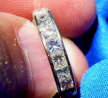 Load image into Gallery viewer, 1.5 carat Earth Mined Diamond Deco Wedding Band Princess cut Anniversary Ring