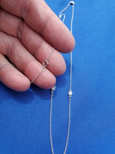 Load image into Gallery viewer, Earth mined Diamond Station Deco Necklace Elegant 14k White Gold Chain 24" inch