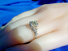 Load image into Gallery viewer, 1.53 carat Earth mined Diamond Deco Engagement Ring Antique Platinum Solitaire size 5.5