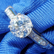 Load image into Gallery viewer, Genuine Earth mined 1 carat European cut Diamond Deco Engagement Ring Vintage Antique Solitaire setting