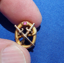 Load image into Gallery viewer, Vintage Deco Serpent Solid Gold Pin EXOTIC Antique Snake Brooch