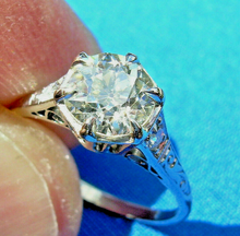 Load image into Gallery viewer, 1.03 carat Earth Mined European cut Diamond Deco Engagement Ring Antique Platinum Solitaire