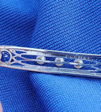Load image into Gallery viewer, Earth mined Sapphire Pearl Diamond Antique art Deco Brooch Victorian Platinum Filligree
