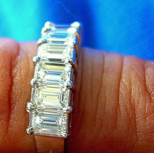 Load image into Gallery viewer, 2 carat Earth mined Emerald cut Diamond Deco Wedding Band Vintage Design Platinum Ring