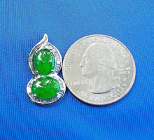 Load image into Gallery viewer, Earth mined Jade and Diamond Elegant Designer Pendant Exciting 14k White Gold Amulet Charm