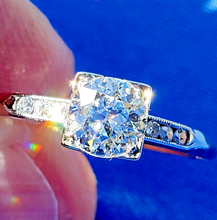 Load image into Gallery viewer, Genuine European cut Diamond Deco Engagement Ring Vintage Solitaire size 7.5