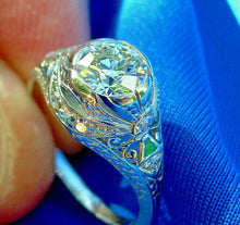 Load image into Gallery viewer, 1.35 carat Genuine European cut Diamond Art Deco Engagement Ring Antique Platinum Solitaire