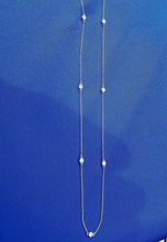 Load image into Gallery viewer, Earth mined Diamond Station Deco Necklace Elegant 14k White Gold Chain 24" inch