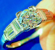 Load image into Gallery viewer, 1.38 carat Earth mined Diamond Art Deco Engagement Ring Unique Antique Platinum Solitaire
