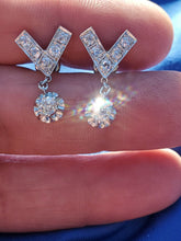 Load image into Gallery viewer, Earth mined Cushion cut Diamond Art Deco Earrings Elegant Antique Design Dangles