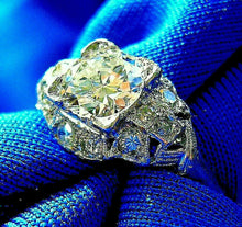 Load image into Gallery viewer, 0.79 carat Earth mined Diamond Deco Engagement Ring Antique Platinum Solitaire size 5.75