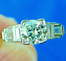 Load image into Gallery viewer, 1.38 carat Earth mined Diamond Art Deco Engagement Ring Unique Antique Platinum Solitaire