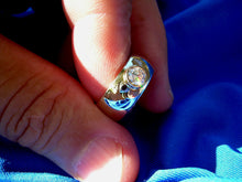 Load image into Gallery viewer, Earth mined Diamond Deco Engagement Ring Bezel set Designer Solitaire 14K White Gold