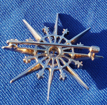 Load image into Gallery viewer, Natural Antique Cushion Diamond Deco Star Brooch Victorian 14k Rose Gold Pin