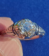 Load image into Gallery viewer, Genuine 1.41 carat Antique Diamond Engagement Ring Vintage European Deco Platinum Solitaire