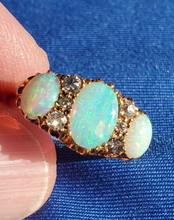 Load image into Gallery viewer, Exquisite Art Deco Antique Diamond Opal Engagement Ring 3.25 carat Victorian 18k Gold